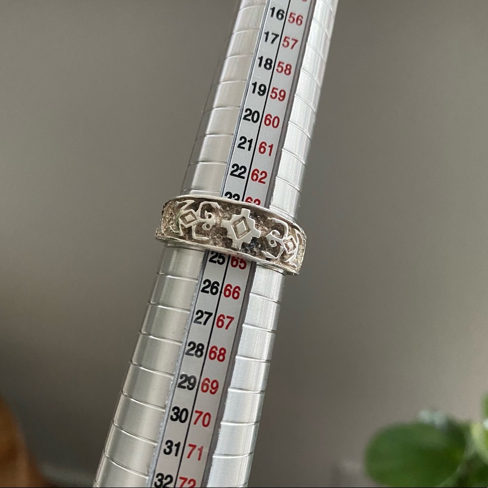 Vintage 925 Sterling Silver Southwestern Aztec Lizard Engraved Band Ring - Picture 9 of 16
